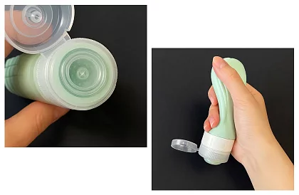 Flacoane de călătorie pentru avion – set cu gentuță cosmetică