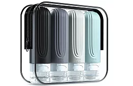 Flacoane de călătorie pentru avion – set cu gentuță cosmetică