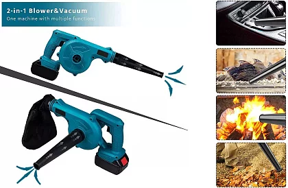 Suflantă–aspirator cu acumulator pentru frunze + 2 baterii HAYAMI 1045