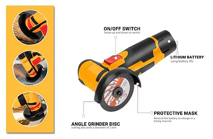 Polizor unghiular mini cu acumulator HAYAMI – 1023 – cutie + 2 baterii