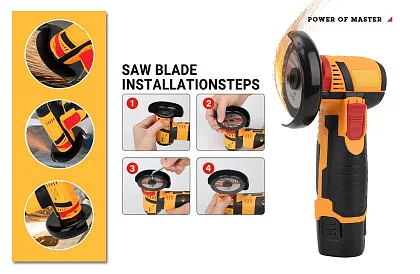 Polizor unghiular mini cu acumulator HAYAMI – 1023 – cutie + 2 baterii