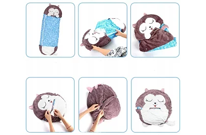 Sac de dormit pentru copii 3 în 1 cu design de animăluțe