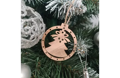 Decorațiuni de Crăciun din lemn – set de 10 bucăți cu sfoară