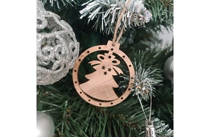 Decorațiuni de Crăciun din lemn – set de 10 bucăți cu sfoară