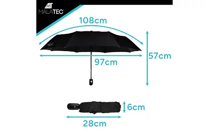 Umbrelă pliabilă mare, rezistentă la vânt Malatec – deschidere rapidă