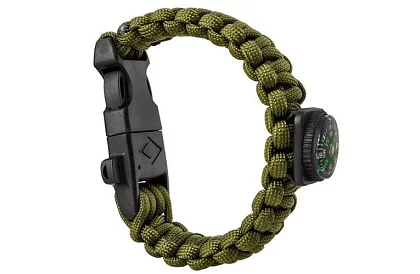 Brățara SURVIVAL 5în1 cu accesorii - verde