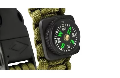 Brățara SURVIVAL 5în1 cu accesorii - verde