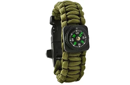 Brățara SURVIVAL 5în1 cu accesorii - verde