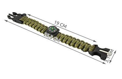 Brățara SURVIVAL 5în1 cu accesorii - verde