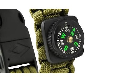 Brățara SURVIVAL 5în1 cu accesorii - verde
