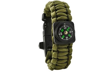 Brățara SURVIVAL 5în1 cu accesorii - verde