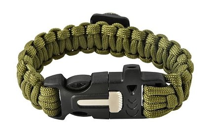Brățara SURVIVAL 5în1 cu accesorii - verde