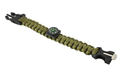 Brățara SURVIVAL 5în1 cu accesorii - verde