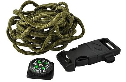 Brățara SURVIVAL 5în1 cu accesorii - verde
