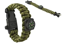 Brățara SURVIVAL 5în1 cu accesorii - verde