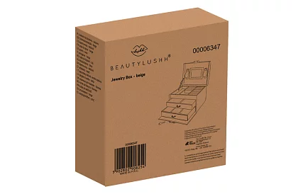 Cutie elegantă pentru bijuterii – bej cu lacăt și suprafață de satin