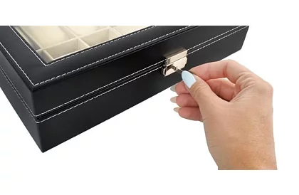 Organizator pentru ceasuri și ochelari – cutie de depozitare elegantă - Negru