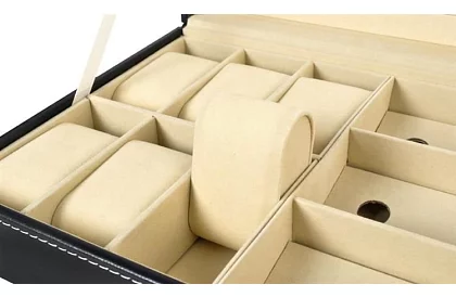 Organizator pentru ceasuri și ochelari – cutie de depozitare elegantă - Negru