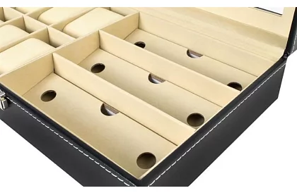 Organizator pentru ceasuri și ochelari – cutie de depozitare elegantă - Negru