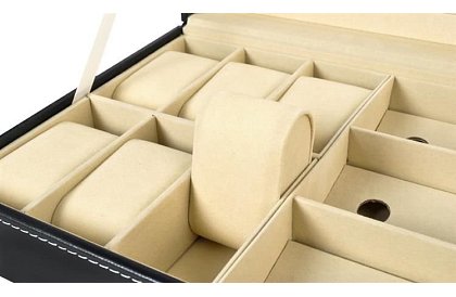 Organizator pentru ceasuri și ochelari – cutie de depozitare elegantă - Negru