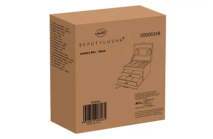 Cutie elegantă pentru bijuterii – neagră cu lacăt și suprafață de satin