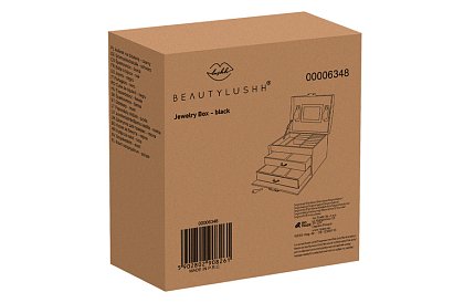 Cutie elegantă pentru bijuterii – neagră cu lacăt și suprafață de satin