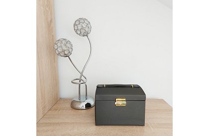 Cutie elegantă pentru bijuterii – neagră cu lacăt și suprafață de satin