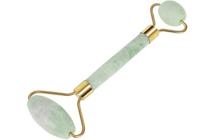 Rolă de masaj Jade pentru față + placă gua sha