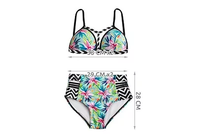 Costum cu model floral și talie înaltă – măr. S