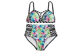 Costum cu model floral și talie înaltă – măr. S