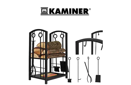 Suport pentru lemne de foc pentru șemineu cu accesorii PK011