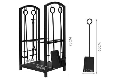 Suport pentru lemne de foc pentru șemineu cu accesorii PK011