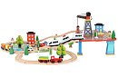 Calea ferată din lemn cu trenuleț cu baterii – 88 de piese