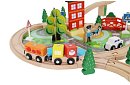 Calea ferată din lemn cu trenuleț cu baterii – 88 de piese