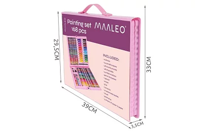 Set de pictură artistică în valiză – 168 de piese, roz