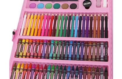 Set de pictură artistică în valiză – 168 de piese, roz