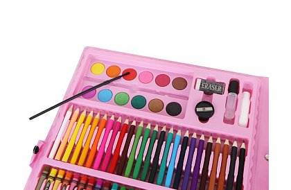 Set de pictură artistică în valiză – 168 de piese, roz