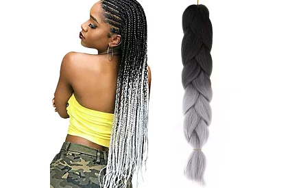 Păr sintetic ombre împletituri pentru părul negru-gri