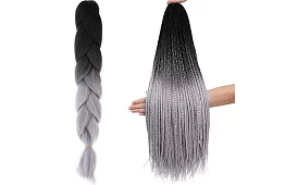 Păr sintetic ombre împletituri pentru părul negru-gri