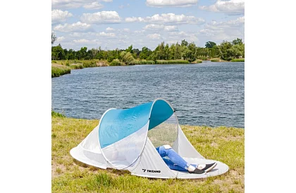 Cort de plajă 220x120x90 cm – gri-albastru