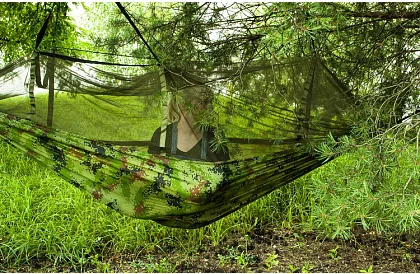 Rețeaua de hamac turistic Santiago Army 260x140 cm cu plasă împotriva țânțarilor