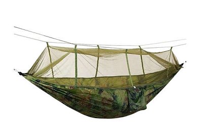 Rețeaua de hamac turistic Santiago Army 260x140 cm cu plasă împotriva țânțarilor