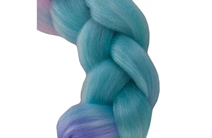 Părul împletit ombré sintetic roz-albastru-violet