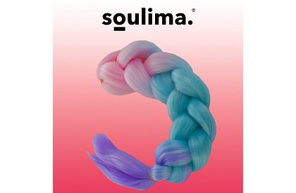 Părul împletit ombré sintetic roz-albastru-violet