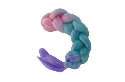 Părul împletit ombré sintetic roz-albastru-violet