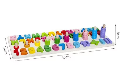 Puzzle din lemn cu litere și cifre