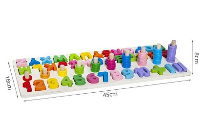 Puzzle din lemn cu litere și cifre