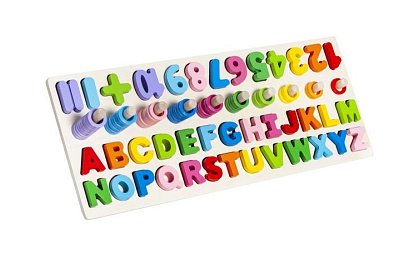 Puzzle din lemn cu litere și cifre