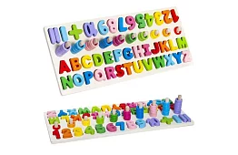 Puzzle din lemn cu litere și cifre