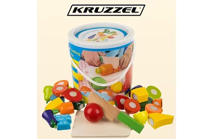 Fructe și legume din lemn pentru tăiat în găleată